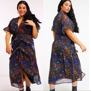 NWT Hope & Ivy Plunge Ruffle MIDI Dress Plus Size